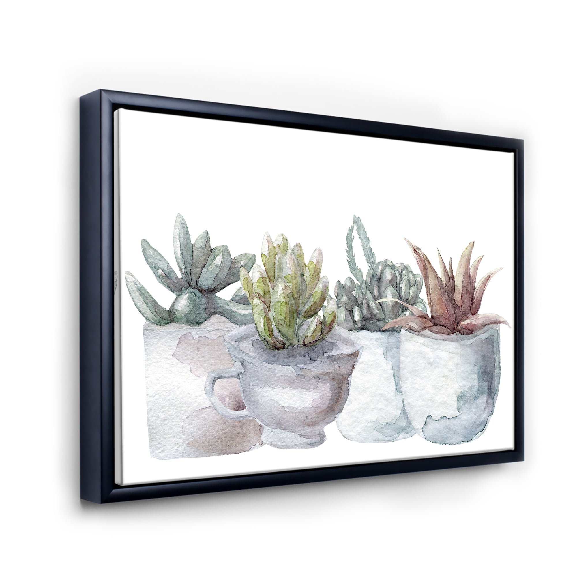 Designart 'Succulent and Cactus House Plants IV' Farmhouse Framed Canvas Wall Art Print