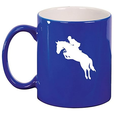 

Ceramic Coffee Tea Mug Cup Horse with Rider (Blue)