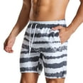 thumbnail image 5 of JIUKU Mens Beach Shorts Striped High Waisted Drawstring Shorts Casual Summer Baggy Outdoor Printing Sport Shorts, 5 of 7