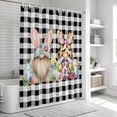 thumbnail image 6 of Easter Gnomes Shower Curtain, Waterproof Shower Curtains for Bathroom, Eggs Rabbit Ears Spring Daisy Buffalo Plaid Washable Fabric Bathtub Curtain Set Bath Decor with 12 Hooks 48"x72", 6 of 8