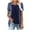 ி049-Navy, variant on Women's Plaid Flat Collar Long Hem Two-Tone Short Sleeve Top - Casual Layered Blouse with Extended Back for Everyday Comfort