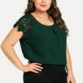 thumbnail image 4 of 2026 ! Clothes under $5 asdoklhq Womens Plus Size Tops,Womens Plus Size Solid Round Neck Floral Lace Shoulder T-shirt Tops Blouse, 4 of 9