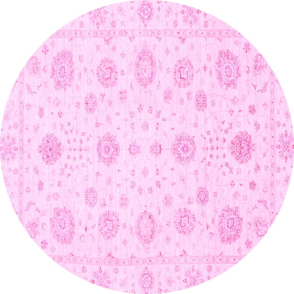 Ahgly Company Indoor Round Oriental Pink Traditional Area Rugs, 3' Round
