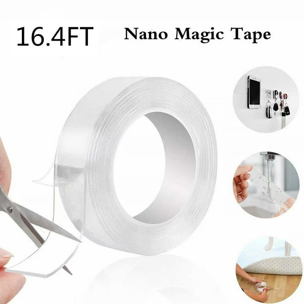 5 Pack Double Sided Tape Traceless Washable Adhesive Nano Magic Tape Stretchable Removable Reusable Gel Grip Tape Clear Silicone Tape For Paste Photos Fix Carpet Mats Carfts Clothes Pen Key Walmart Com Walmart Com