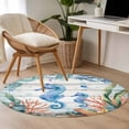 thumbnail image 4 of Round Rugs 3Ft, Seahorse Coastal Round Area Rug Washable Indoor Throw Carpet, Summer Nautical Starfish Coral Grey Wooden Small Non Slip Circle Rug for Bedroom Living Room Home Decor Aesthetic, 4 of 8