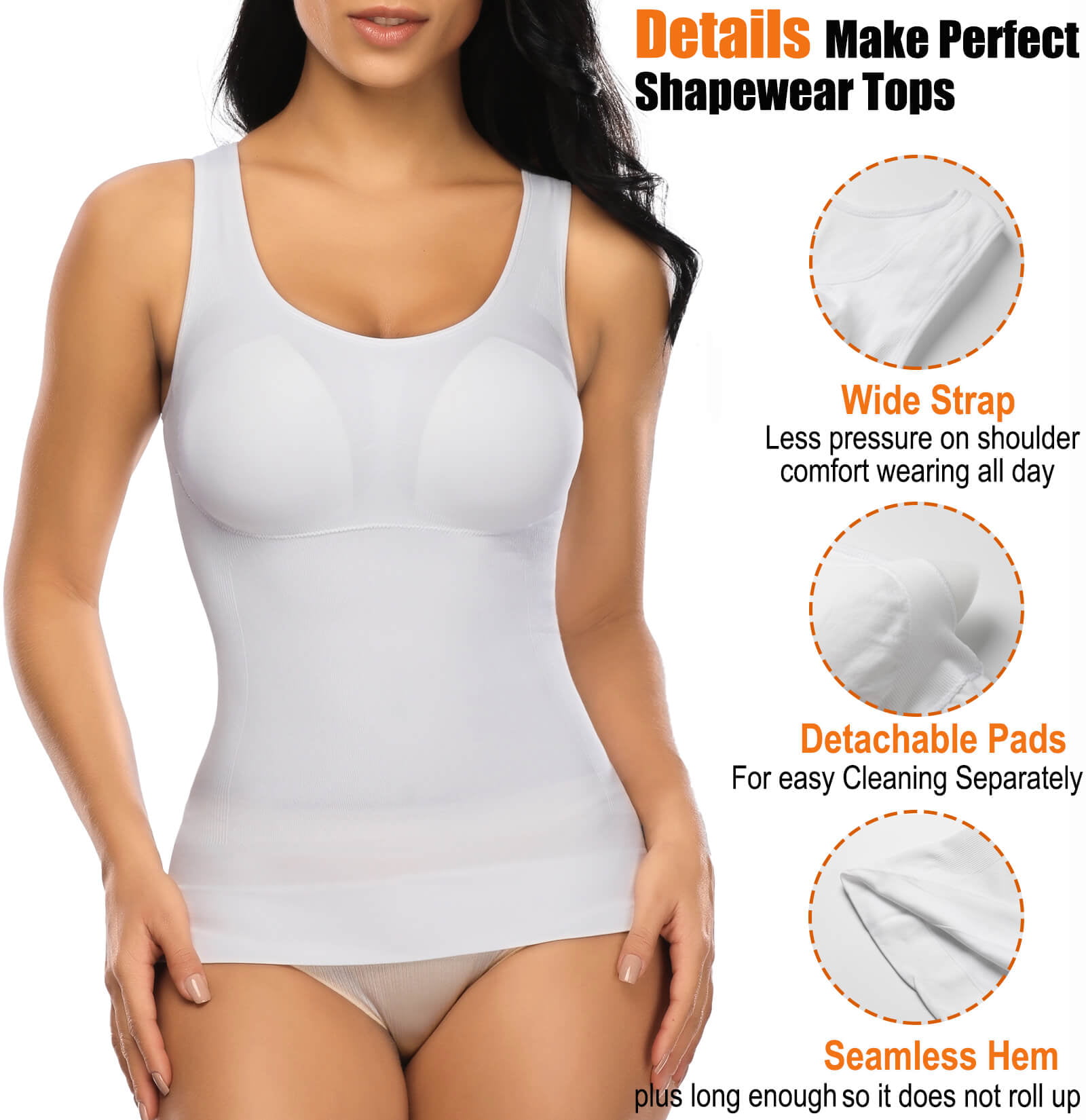 Slimming Cami Shapewear Tank Tops with Built in Bra for Women