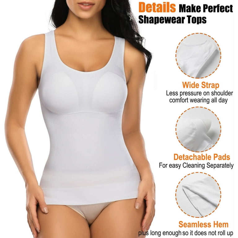 Fashion (White)Women Cami Shaper With Built In Bra Tummy Control
