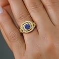 thumbnail image 4 of Gem Stone King 18K Yellow Gold Plated Silver Blue Lapis and White Moissanite Ring for Women (1.91 Cttw, Gemstone Birthstone, Cushion Cut 6MM, Size 9), 4 of 4