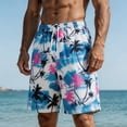 thumbnail image 5 of TKKCS Mens Graphic Swim Trunks- Elastic Waist Vacation Breathable Lightweight Drawstring Quick Dry Casual Beach Board Shorts Light Blue Size 2XL, 5 of 6