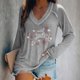 thumbnail image 1 of Puntoco moda mujer casual con cuello en V blusa de perforación caliente camiseta de manga larga tops de otoño Puntoco Puntoco-6656, 1 of 6