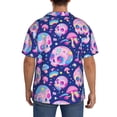 thumbnail image 3 of Lsque colorful Skull mushroom rainbow print Men's Cuban Collar Short Sleeve Shirt Summer Beachwear Casual Button Down Fashionable Vacation Leisure Shirt-Medium, 3 of 7
