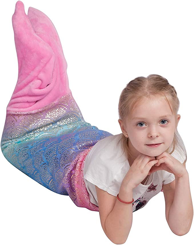 Softan Mermaid Tail Blanket Kids, Girls Toddlers Mermaid Toys, 17" × 39"