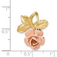 thumbnail image 2 of 14k Two Tone Gold Rose Floating Open Chain Slide Pendant Necklace Charm Flower Gardening, 2 of 6