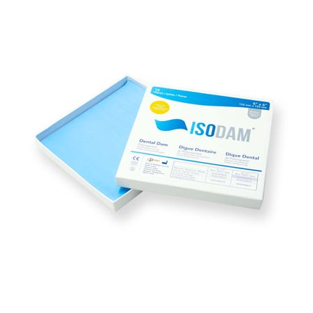 4D Rubber ISO01800520 Isodam Non-Latex Dental Dams 5 X 5 Medium Blue 20/Pk