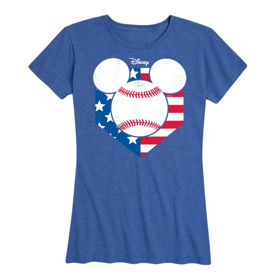 Disney - Americana - Mickey Baseball Flag Diamond - Women's Short Sleeve Graphic T-Shirt