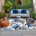 thumbnail image 2 of Coastal Sea Turtles Outdoor Rug for Patio/Deck/Porch, Non-Slip Large Area Rug 3 x 5 Ft, Blue Summer Coral Ocean Beach Indoor Outdoor Rugs Washable Area Rugs, Reversible Camping Rug Carpet Runner, 2 of 8