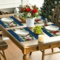 thumbnail image 5 of Costeam Linen Blue and Black Buffalo Check Plaid Christmas Placemats Set of 4 Farmhouse Winter Christmas Xmas Holiday Home Kitchen Table Decorations 45x30cm 2025 New Style, 5 of 7