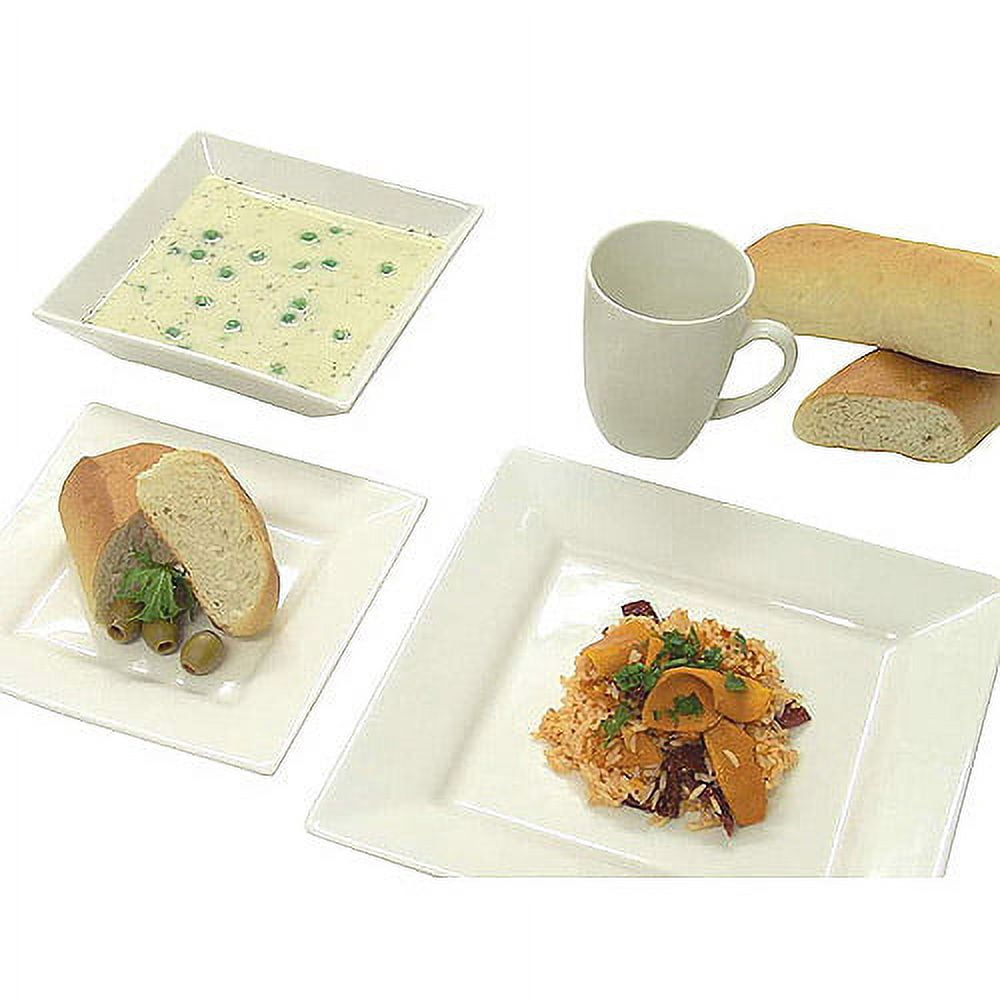 10 Strawberry Street Nova 19 Piece Square Dinnerware Set in White