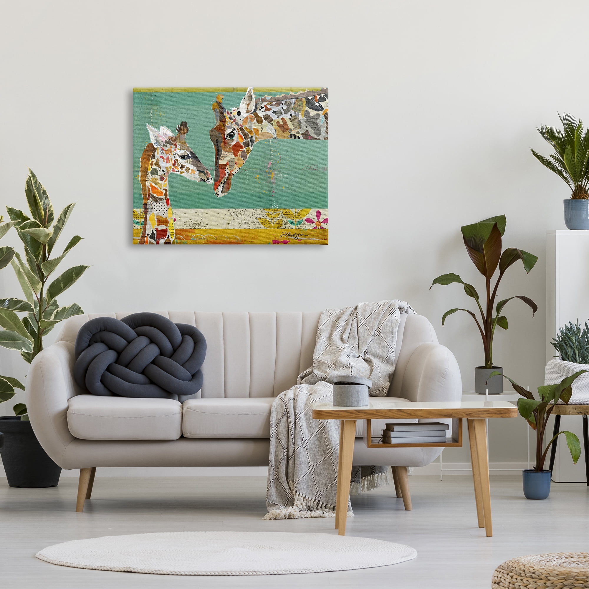 Stupell Industries Endearing Giraffe Family Layered Wildlife Animal Collage Graphic Art Gallery Wrapped Canvas Print Wall Art, Design by Traci Anderson