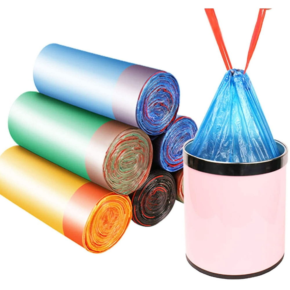 4 Rolls Portable Strong Drawstring Trash Bags, Strong Tall Kitchen