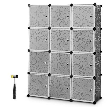 Costway DIY 12 Cube Portable Closet Storage Organizer Clothes Wardrobe Cabinet (Best Way To Store Clothes In Storage)