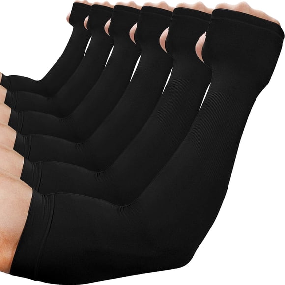 Beister 6 Paires de Manchons de Bras Rafraîchissants, Protection UV, Femmes Hommes Été Extérieur Protection Solaire Couvre-Bras avec Trou pour le Pouce