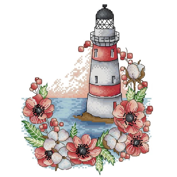 Kits de punto de cruz de mosaico DIY Faro 14CT Estampado Costura Artesanía Obra de arte FLhrweasw Nuevo