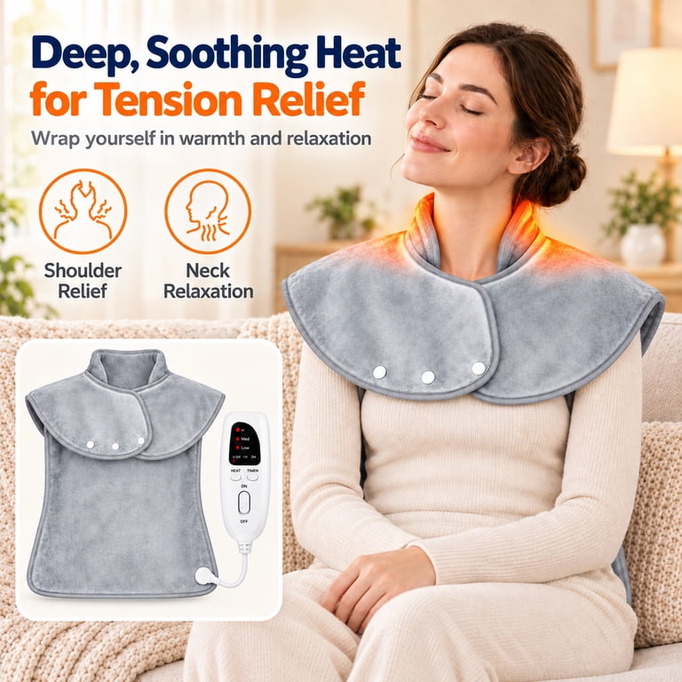 Amumu Shoulder and Neck Heating Pad Wrap, 37" x 24" photo 2