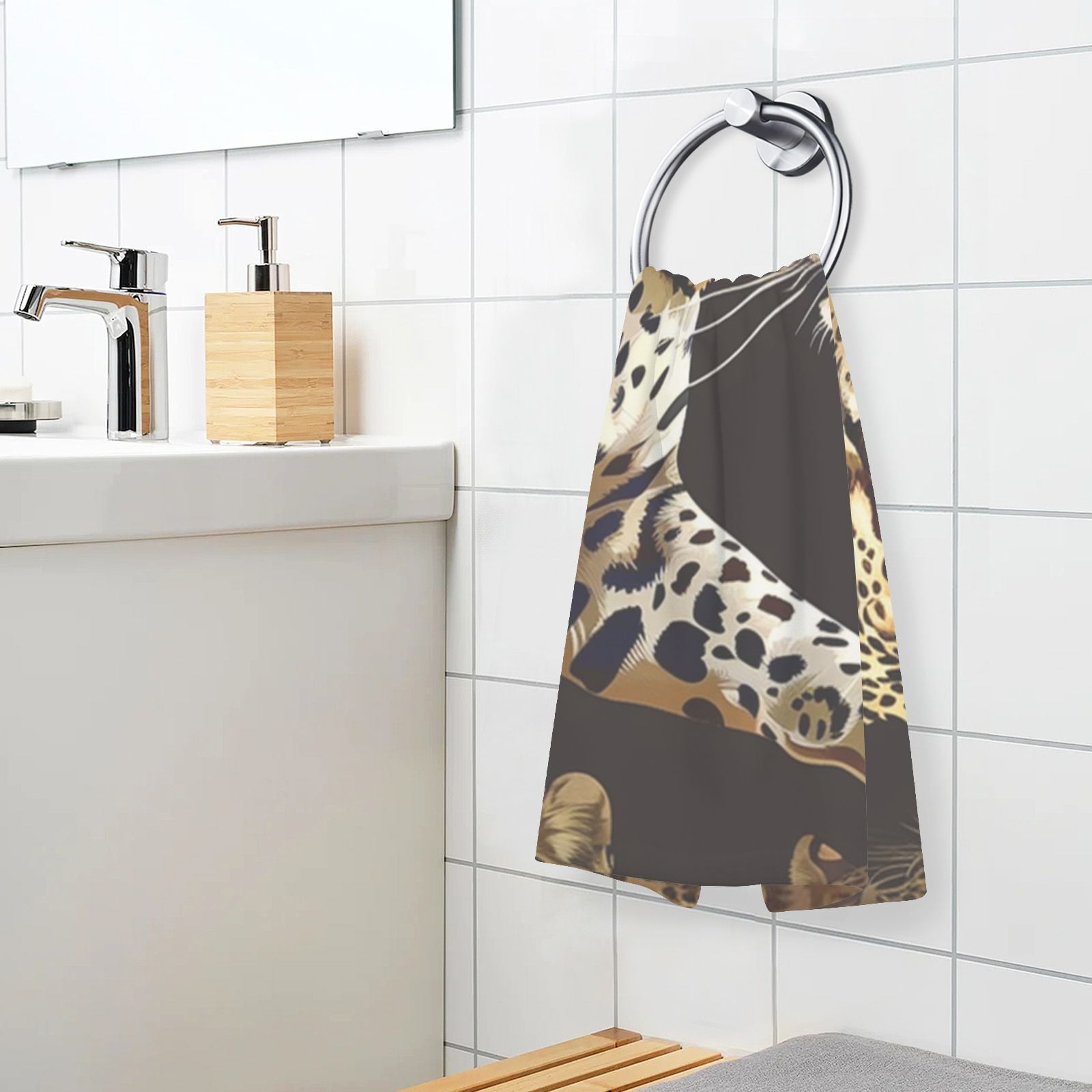 Leopards Hand Towels Cotton Bath Towels Large Face Towels Absorbent for Bathroom 2 Packs
