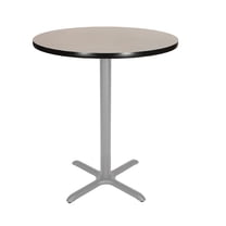 Hampden Furnishings Bennet Collection Steel Frame 36" Round Top, X Base, 42" Height, Cafe Table Grey Frame/Grey Nebula Top