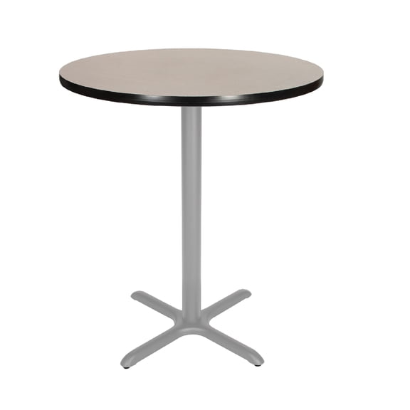 Hampden Furnishings Bennet Collection Steel Frame 36" Round Top, X Base, 42" Height, Cafe Table Grey Frame/Grey Nebula Top