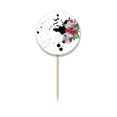 thumbnail image 1 of Watercolor Ink Flower  Peony Toothpick Flags Round Labels Party Decoration, 1 of 3