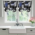 thumbnail image 4 of Navy Blue Black Geometric Tie Up Curtains for Windows, Adjustable Balloon Window Shades, Modern Color Block Abstract Kitchen Window Treatments Farmhouse Short Curtains with Rod Pocket 42"x45", 4 of 8