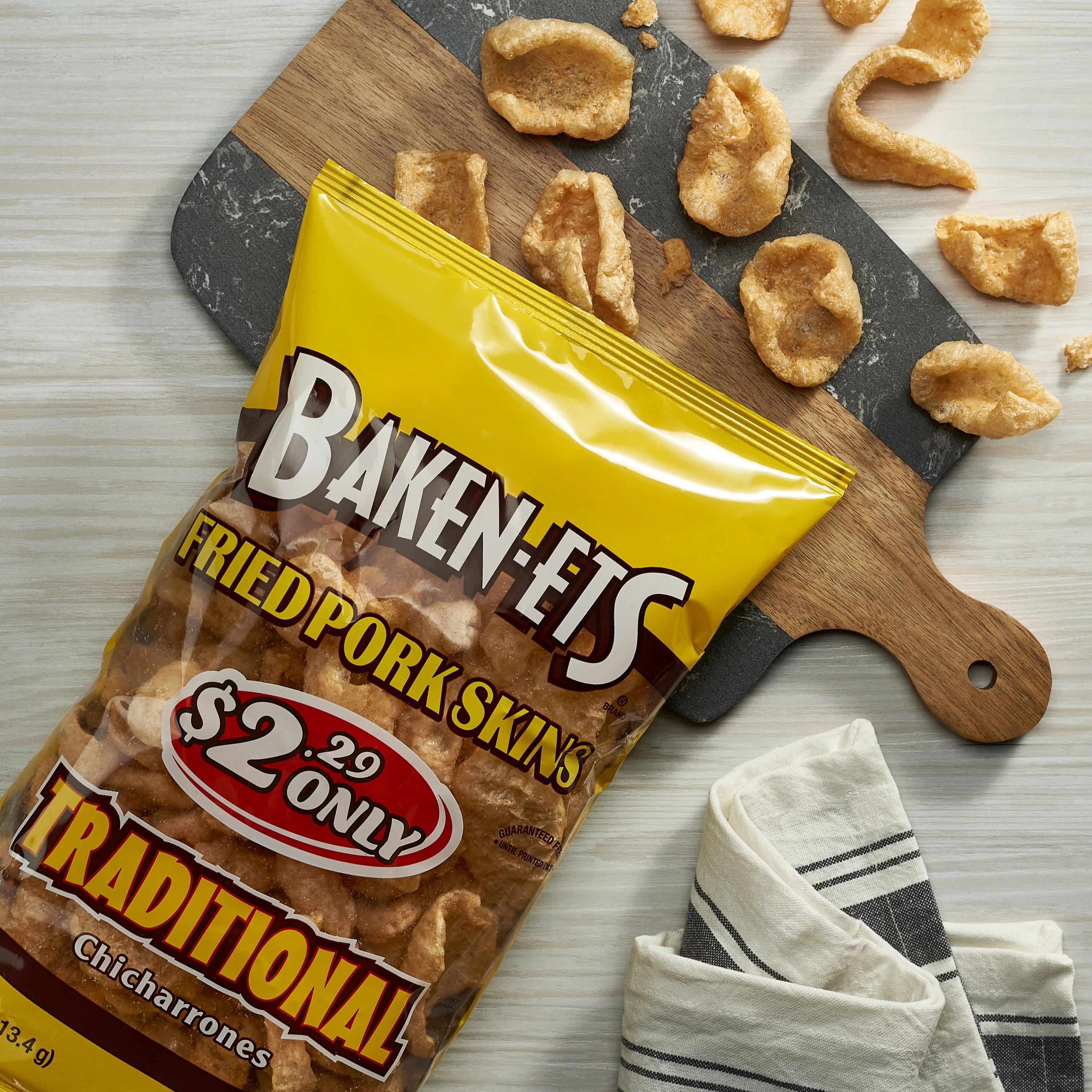 Baken-Ets Traditional Chicharrones Fried Pork Skins, 4 oz
