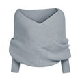 thumbnail image 2 of XIYON Sweaters for Women Off The Shoulder Fall Sweaters Elegant Casual Ribbed Knit Long Sleeve Tops Fall Fashion Outfits, 2 of 3