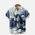 thumbnail image 4 of Hawaiian T-shirts for Men- Easter Rabbit Short Sleeve Beach Tops Bunny Printed Lapel Loose Tops Tops with Pocket, #9, Child-150, 4 of 8