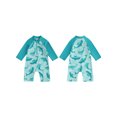 thumbnail image 2 of BemeyourBBs Toddler Baby Boy Girl Swimsuit Newborn Tree Floral Shark Swimsuits UPF 50+ Rash Guard One Piece Zipper Swimwear Short Sleeve Summer Beach Bathing Suit, 2 of 9
