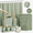 Sage Green and Gold-Press-lid Complete Set+Bath Rugs, variant on Burgundy Bathroom Set With Shower Curtain And Rugs Red