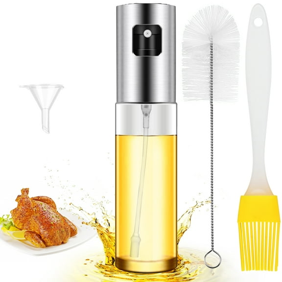 Romeda Oil Sprayer for Cooking, 100ml Olive Oil Sprayer, GlassOil Sprayer-With Baking Brush, Bottle Brush and Oil Funnel, Oil Spray Bottle for Salad,BBQ, Kitchen Baking, Roasting