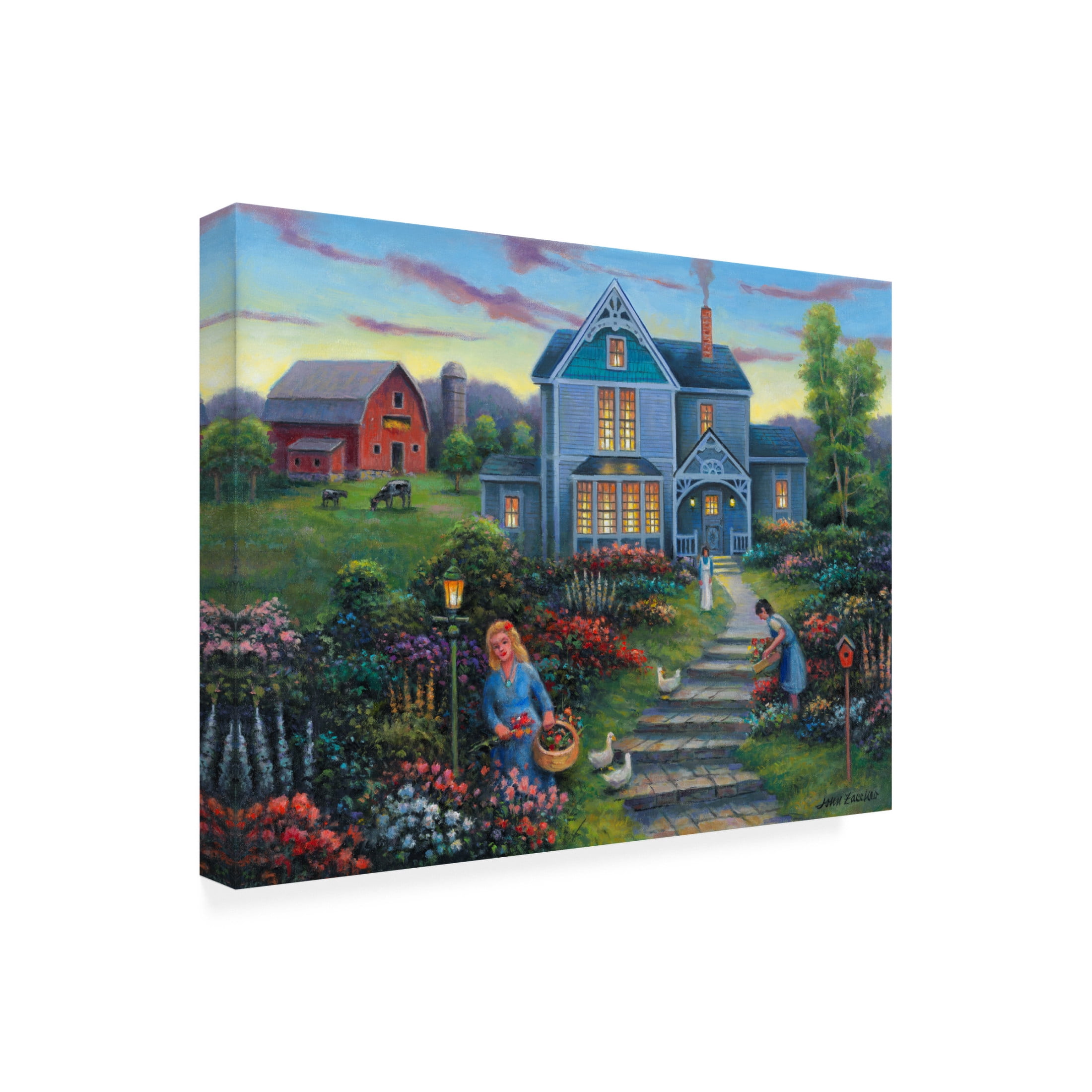 Canvas Wall Art - John Zaccheo 'Gathering' Wall Art for Living Room, Bedroom, or Office Décor by Trademark Fine Art - 32 x 24 Inches