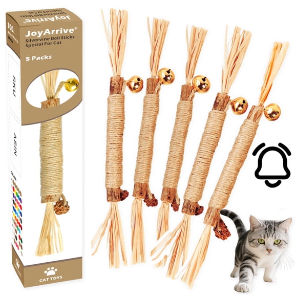 Natural Dried Matatabi Cat Chew Stick with Gall Fruit, Raffia Grass & Bell Cat Ball Toys, Handmade Silvervine Sticks Interactive Catnip Toy for Teething & Entertainment (Size M Color A)