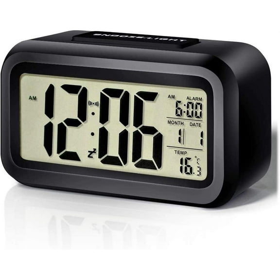 Zendure Digital Alarm Clock with Indoor Temperature, Battery Operated, Snooze Model,12/24H Display for Bedrooms, Heavy Sleepers Kids, Travel Desk Smart Clock (Black)