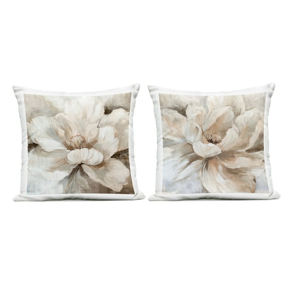 Stupell Industries Lush White Blooms Close Ups 2 Piece Outdoor Printed Pillow Set design by Nina Blue, 18 x 7 x 18