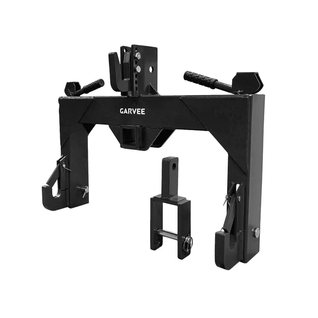 Catégorie 1 Attache Rapide 3000 Lb avec Récepteur de 2 Pouces, Accessoire de Tracteur à 3 Points à 5 Niveaux Réglables, Ensemble d'Outils Adaptateur d'Outil Robuste, Rouge