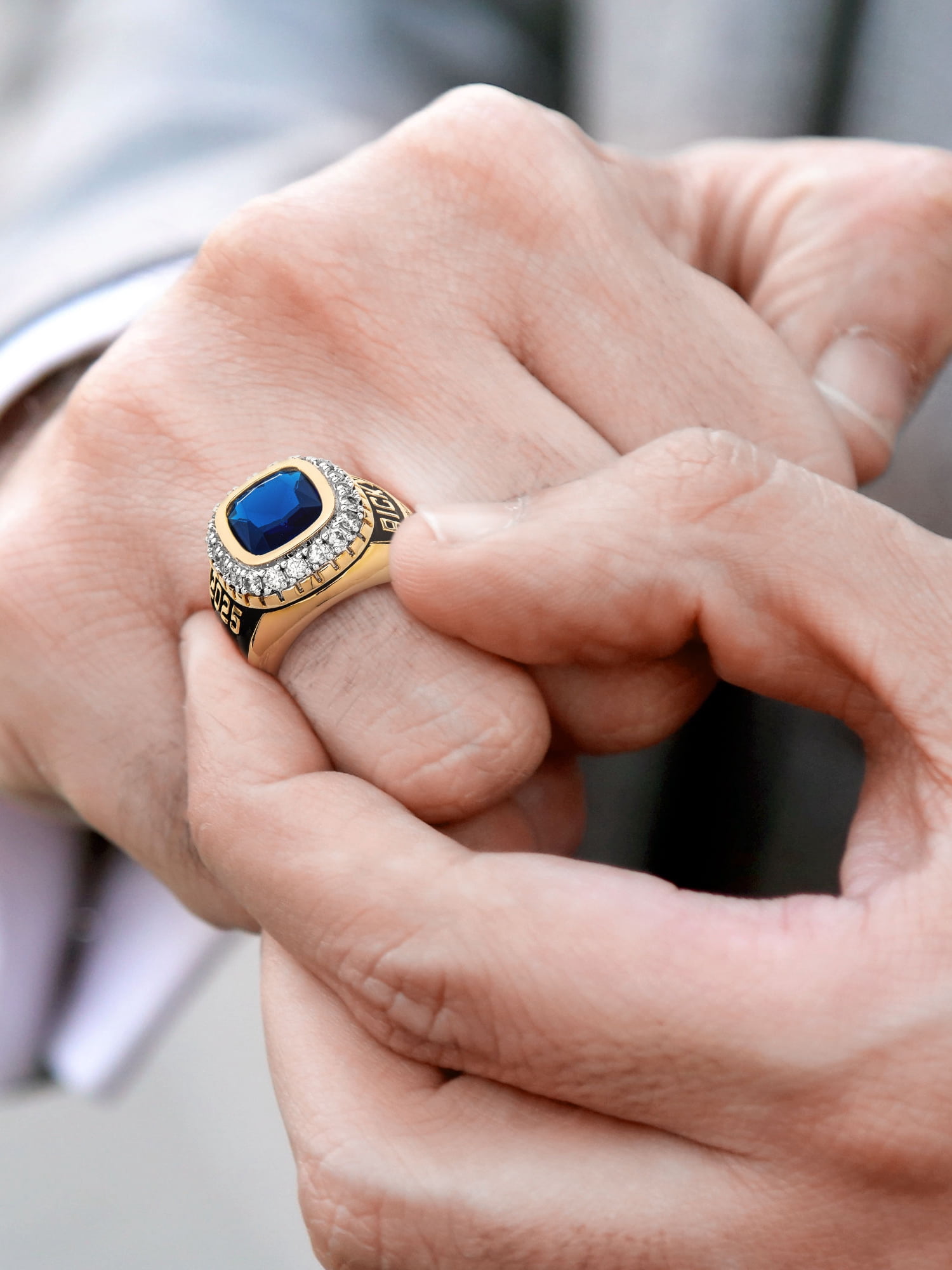Order Now for 2025 Graduation, Freestyle Men's CZ Encrusted Personalized Class Ring, Personalized, High School or College