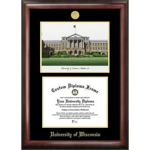University of Wisconsin - Madison 8" x 10" Gold Embossed Diploma Frame with Campus Images Lithograph