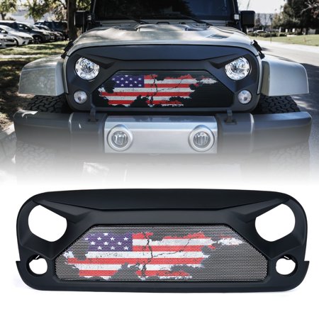 2006 Jeep Wrangler Grille Xprite Gladiator Grille with Distressed U.S. Flag Steel Mesh for 2007-2018 Jeep Wrangler ()