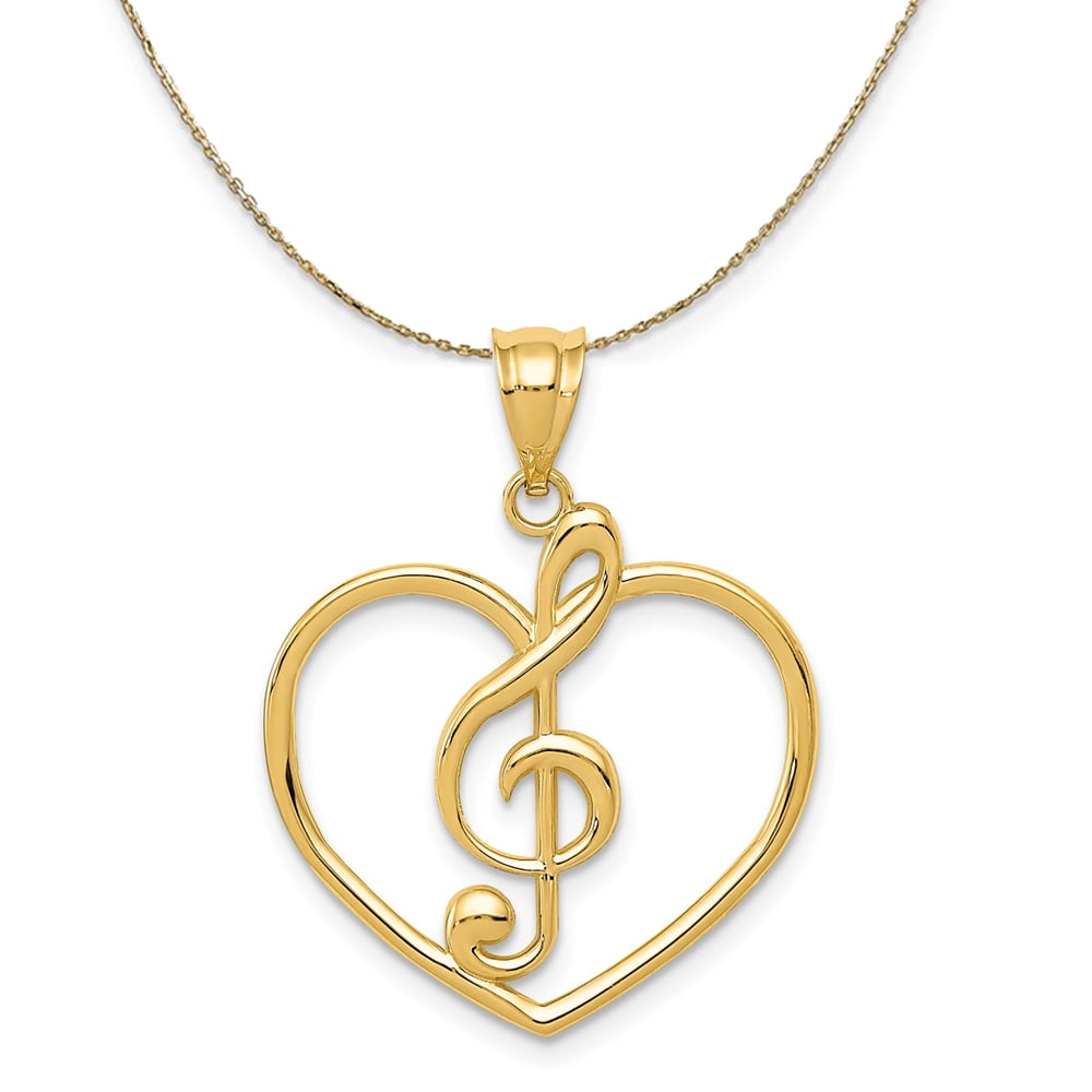 14k Yellow Gold Treble Clef and Heart 