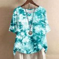 thumbnail image 2 of Busydd Womens Tops Fashion Tie Dye Boho Blouses Short Sleeve Round Neck Button T-Shirts Floral Print Hawaiian Shirts Casual Loose Comfort Summer Tops Plus Size Tops for Women,S-4XL, 2 of 5