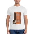 thumbnail image 5 of Camiseta de manga corta 100 % algodón para hombre con la frase "¿Dónde ha estado mi gato?", 5 of 5